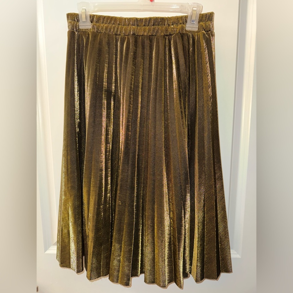 Elegant Gold and Black Pleated Skirt